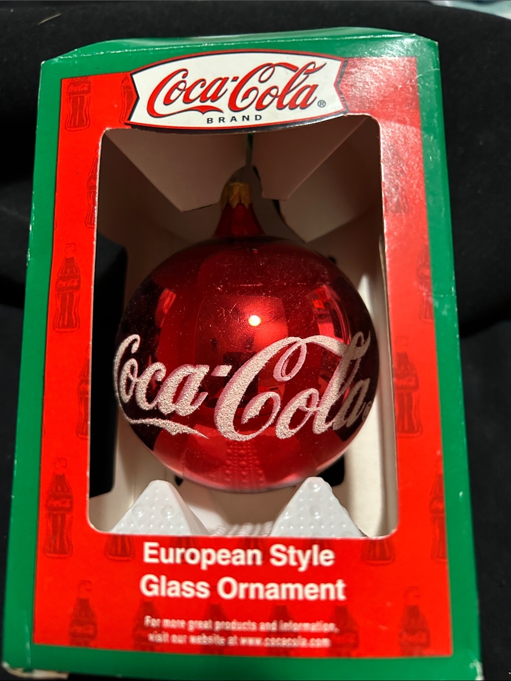 Coca Cola Red and White Holiday Ball Ornament